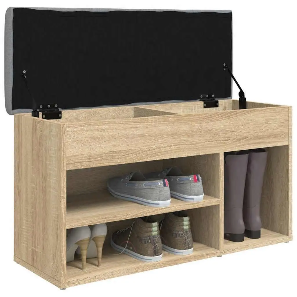 Shoe Bench Storage Padded Seat 82 x 32 x 45.5 cm Brown