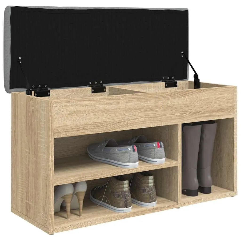 Shoe Bench Storage Padded Seat 82 x 32 x 45.5 cm Brown