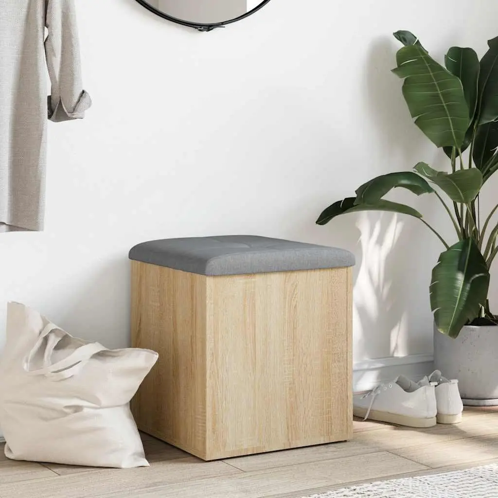Storage Bench Engineered Wood Sonoma Oak 42x42x45 cm Padded Seat