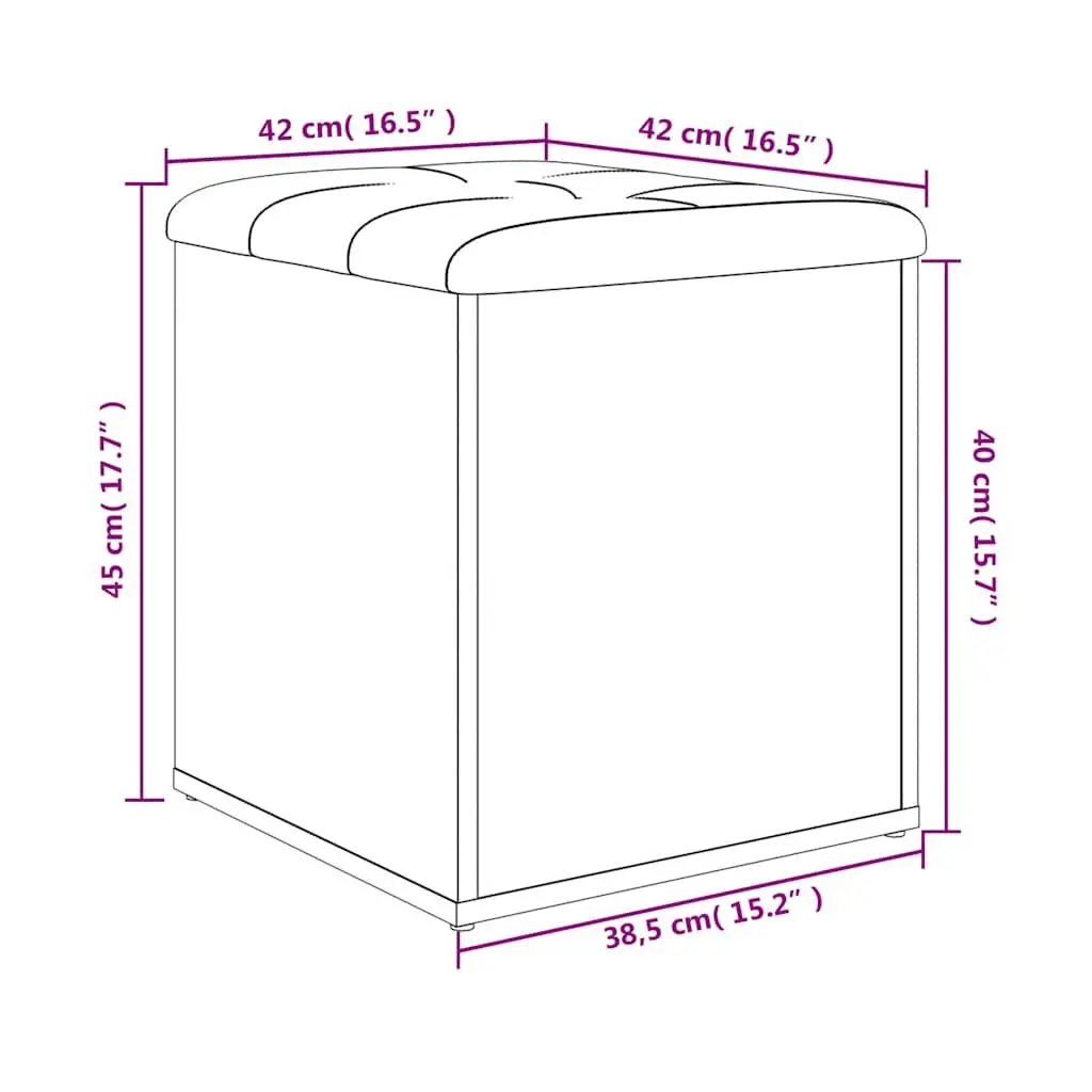 Storage Bench Engineered Wood Sonoma Oak 42x42x45 cm Padded Seat