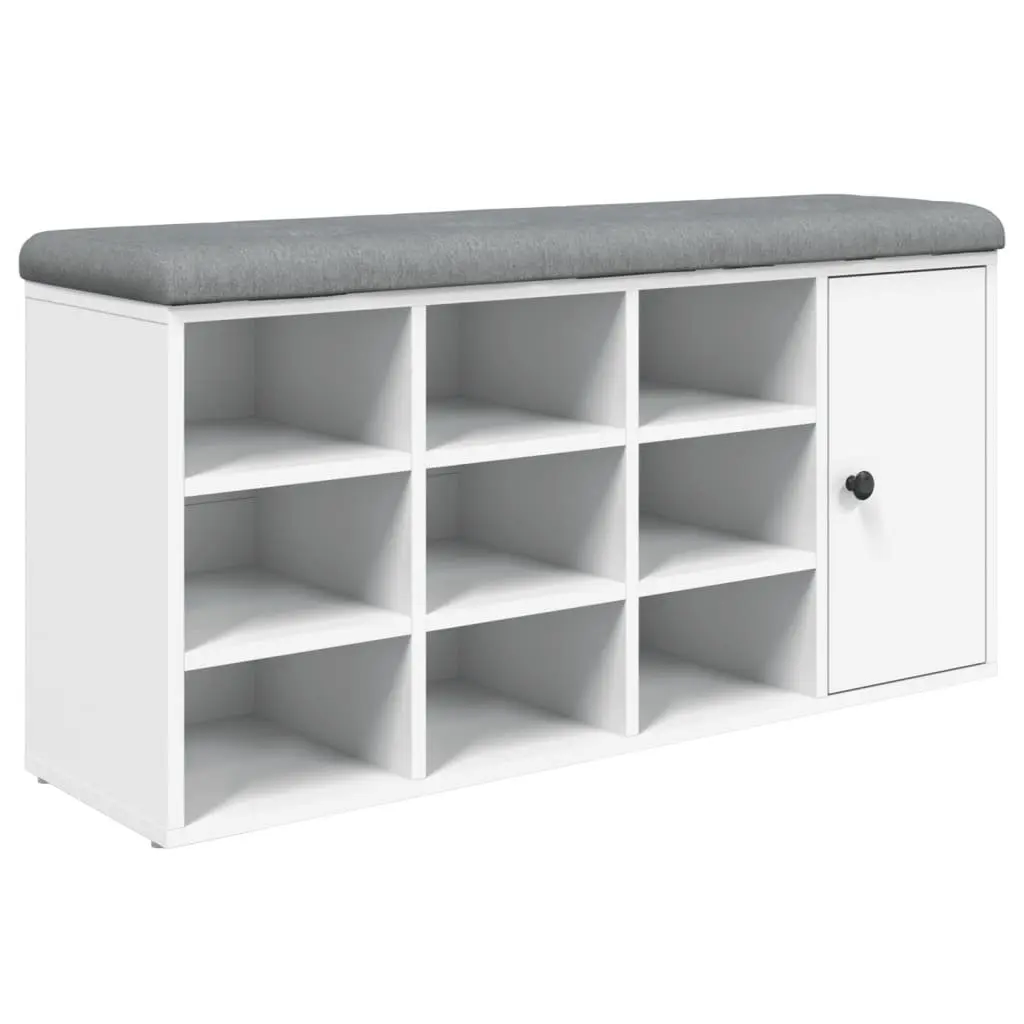Shoe Bench White Storage Hallway Entryway Padded Seat Organiser Furniture