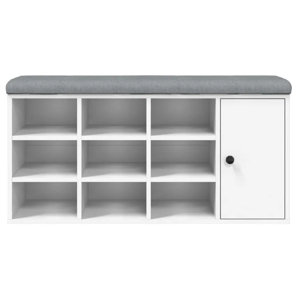 Shoe Bench White Storage Hallway Entryway Padded Seat Organiser Furniture