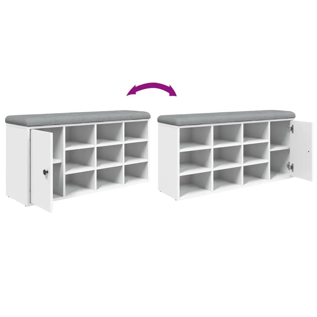 Shoe Bench White Storage Hallway Entryway Padded Seat Organiser Furniture