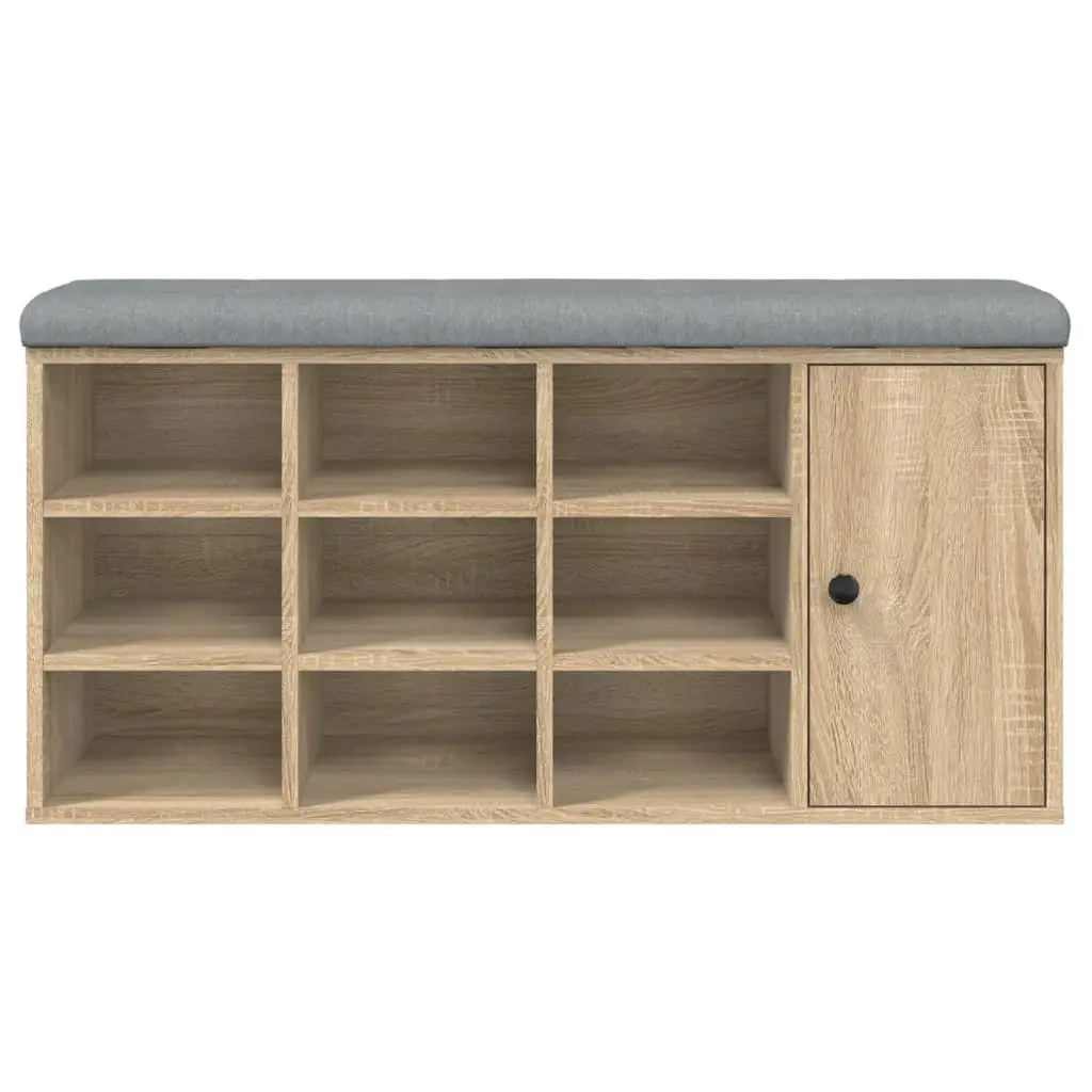 Shoe Bench Storage Hallway Entryway Sonoma Oak Padded Seat Organizer 102x32x50cm