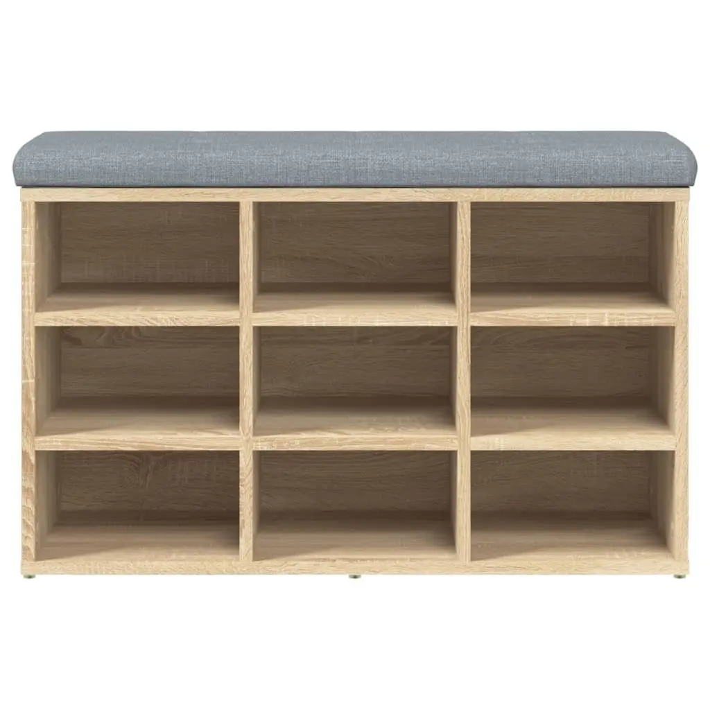 Shoe Bench Storage Entryway Hallway Padded Seat Engineered Wood Brown 82x32x50cm