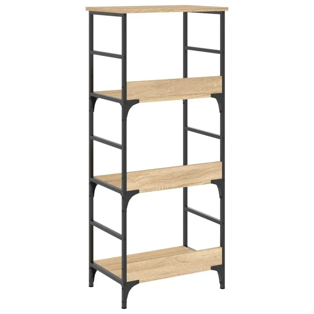 Bookshelf Industrial Style Sonoma Oak Engineered Wood 50x33x117.5cm 3-Tier Storage Shelf