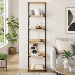 Your New 5-Compartment Bookshelf Awaits in Brown