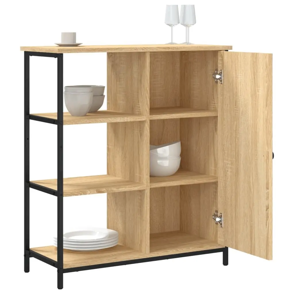 Sideboard Storage Cabinet Brown Engineered Wood Adjustable Feet 70W x 30D x 80H cm