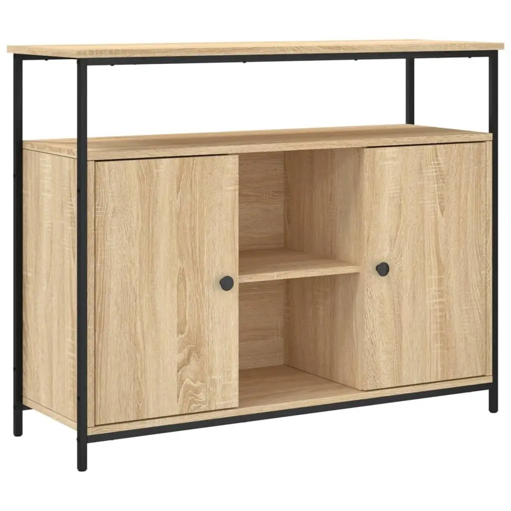 Sideboard Brown Engineered Wood Storage Cabinet 100W x 35D x 80H cm