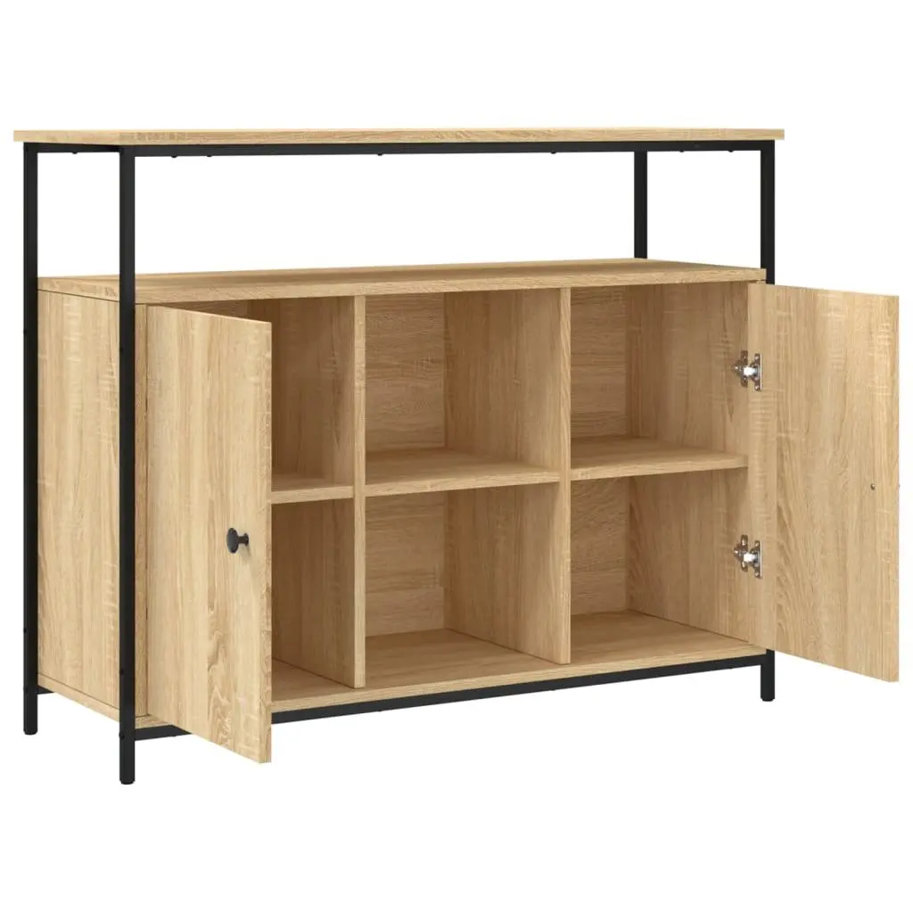 Sideboard Brown Engineered Wood Storage Cabinet 100W x 35D x 80H cm