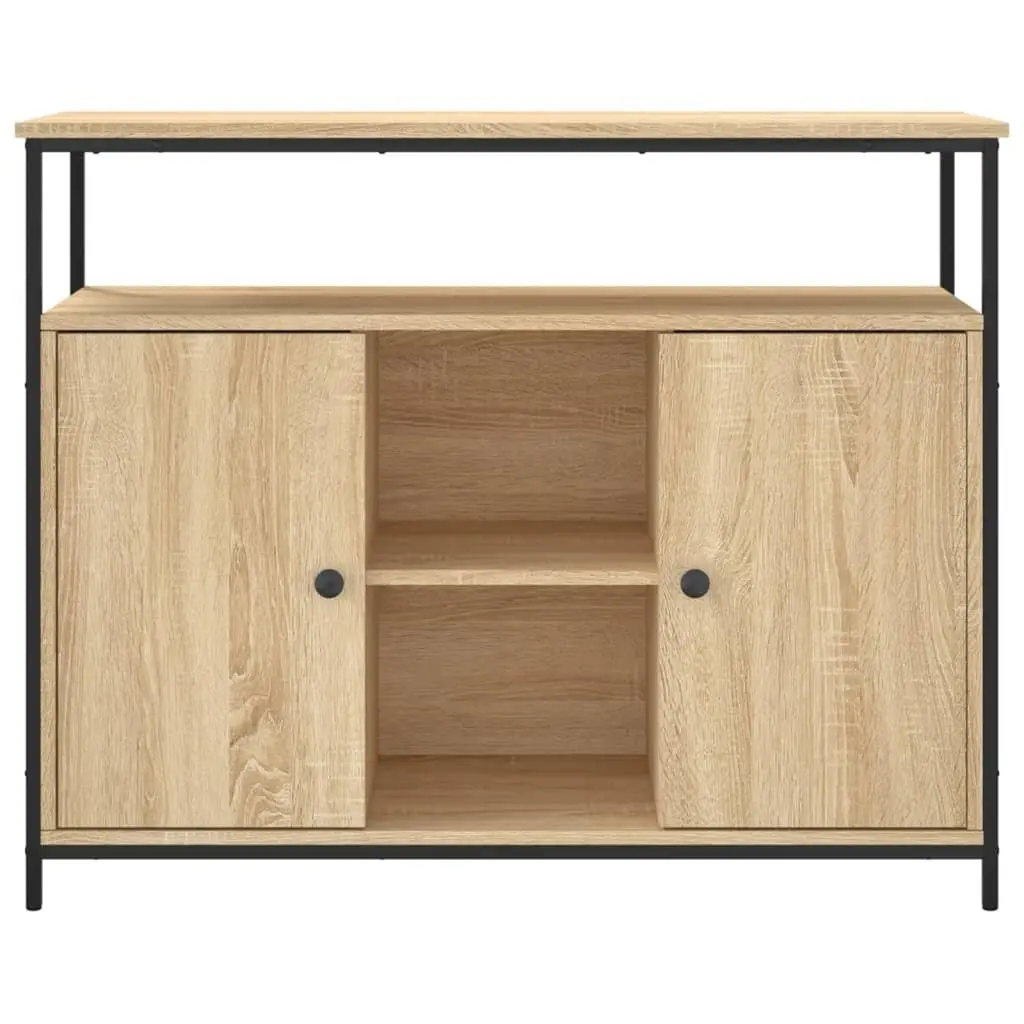 Sideboard Brown Engineered Wood Storage Cabinet 100W x 35D x 80H cm
