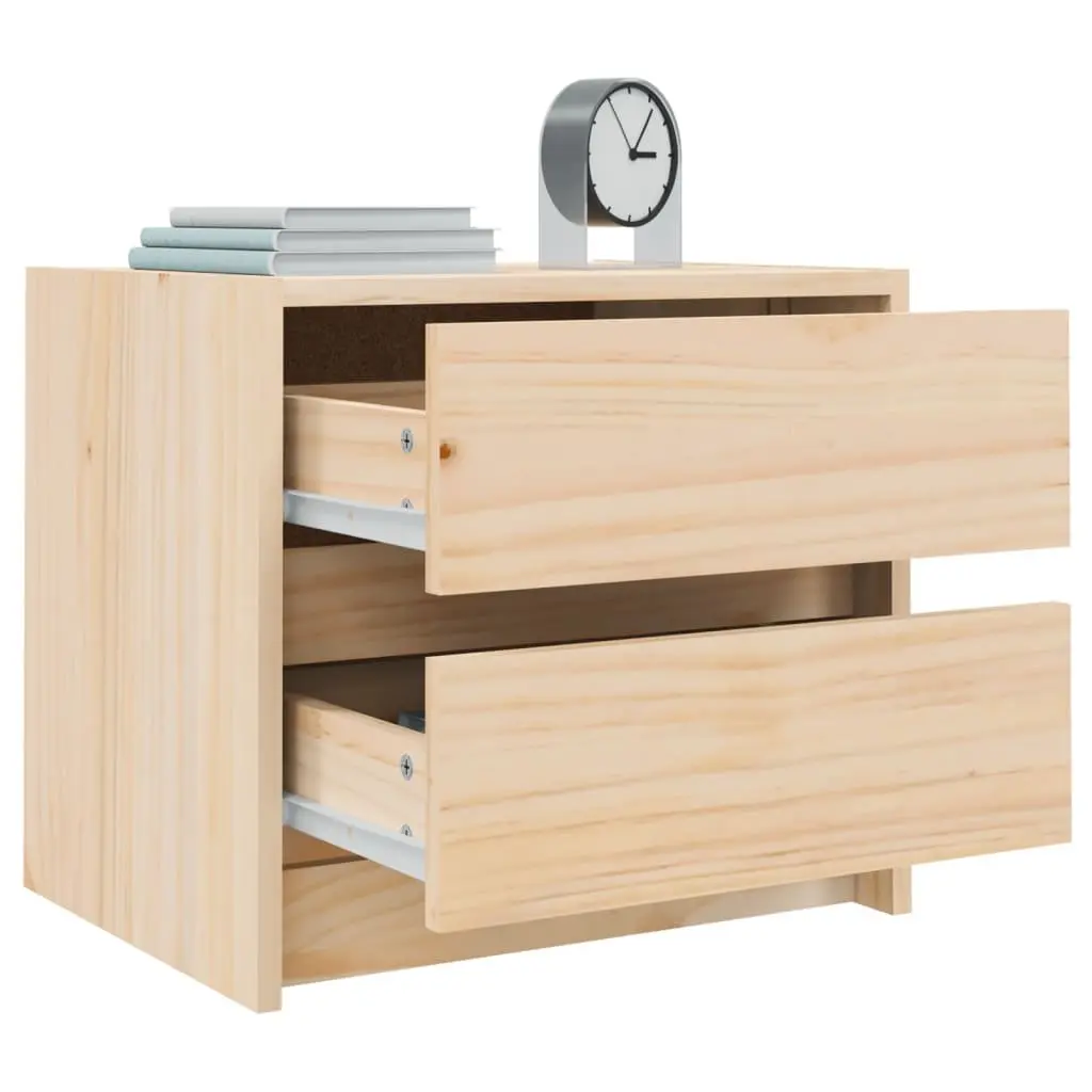 Bedside Cabinet 40x31x35.5 cm Solid Pine Wood 2 Drawer Bedroom Storage Table