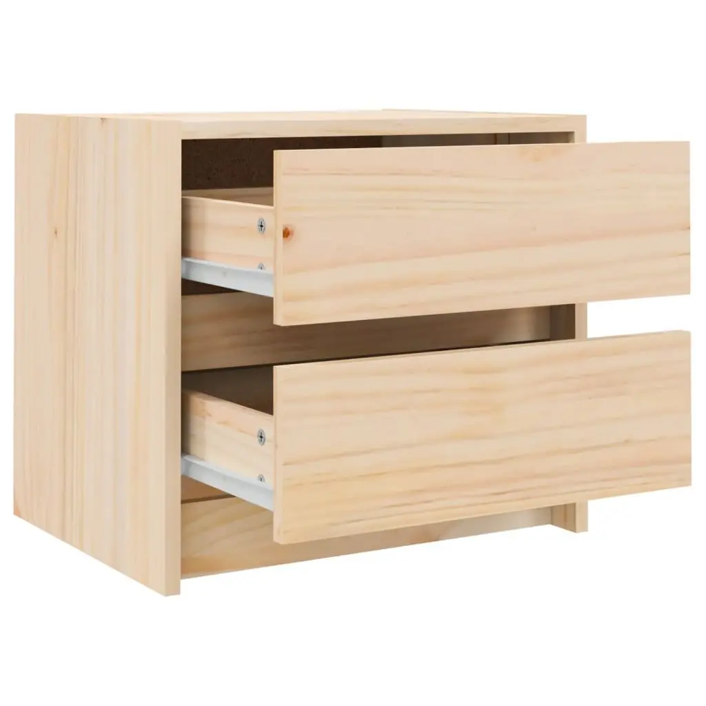 Bedside Cabinet 40x31x35.5 cm Solid Pine Wood 2 Drawer Bedroom Storage Table