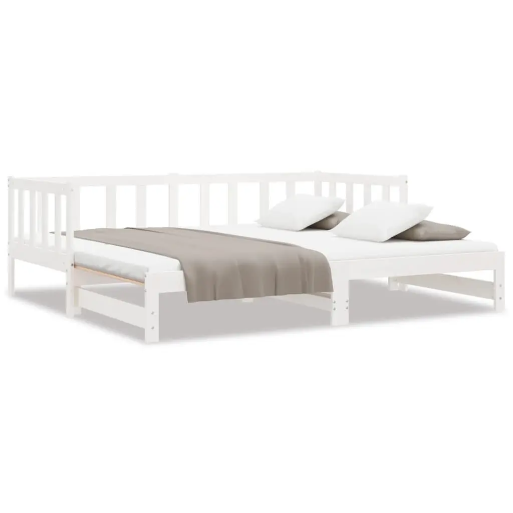 Day Bed with Trundle Solid Wood Slatted Base White 90x190 cm