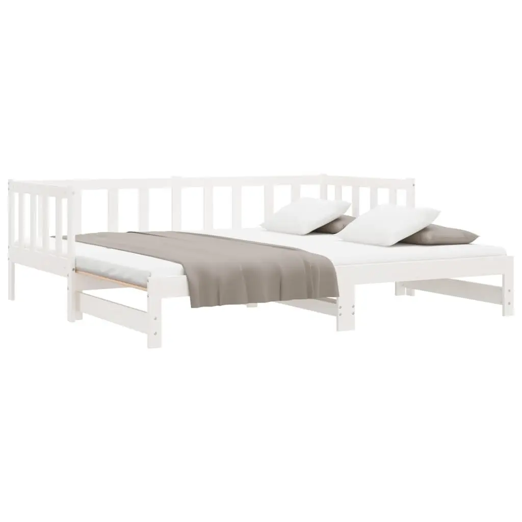 Day Bed with Trundle Solid Wood Slatted Base White 90x190 cm