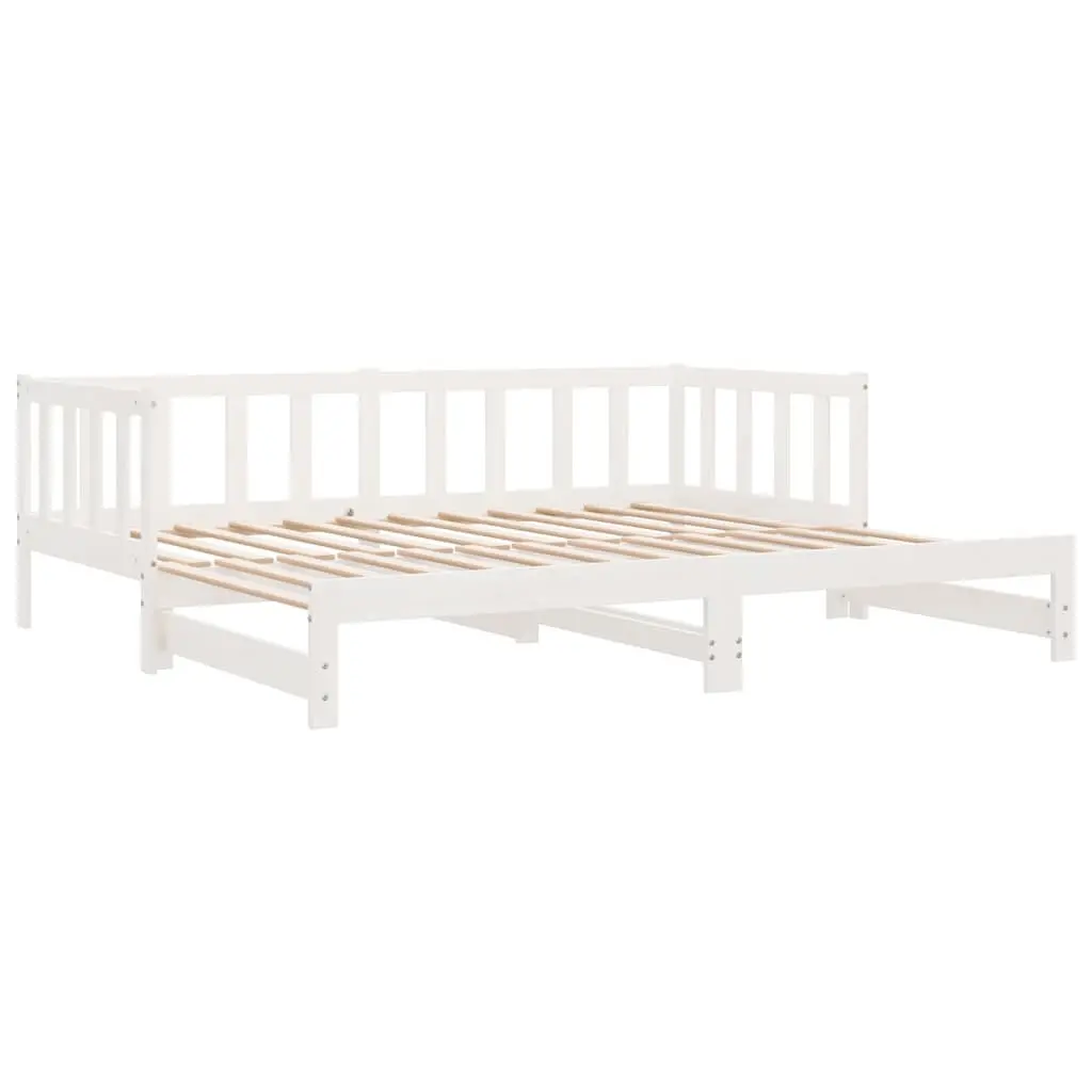 Day Bed with Trundle Solid Wood Slatted Base White 90x190 cm