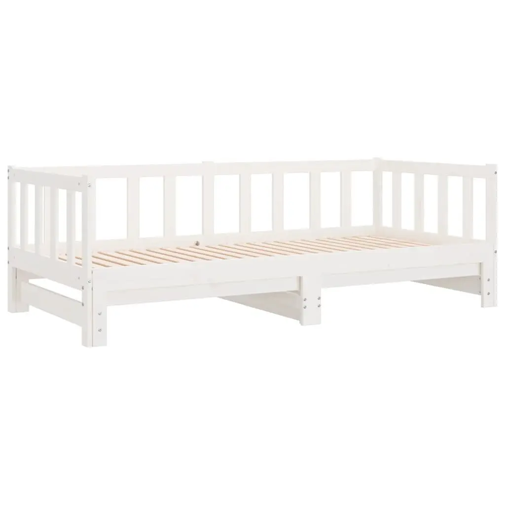 Day Bed with Trundle Solid Wood Slatted Base White 90x190 cm