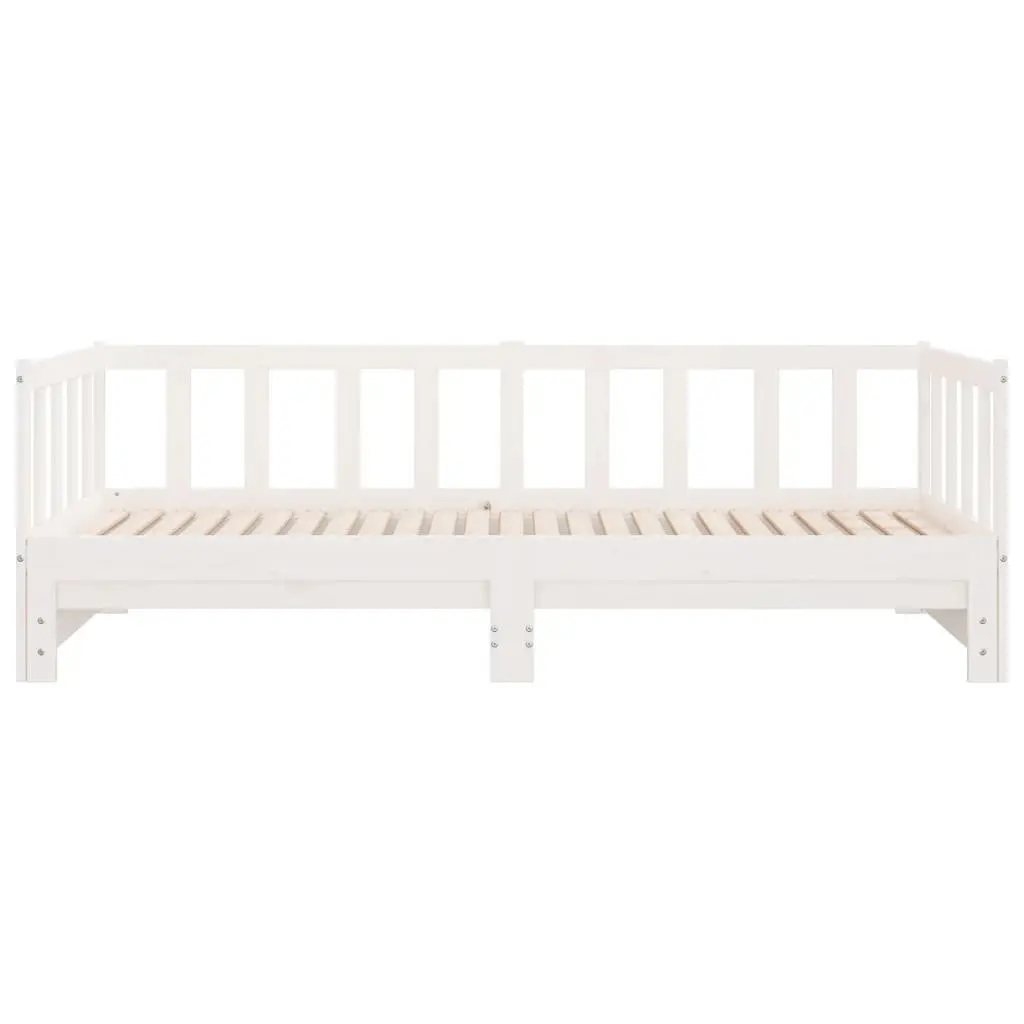 Day Bed with Trundle Solid Wood Slatted Base White 90x190 cm