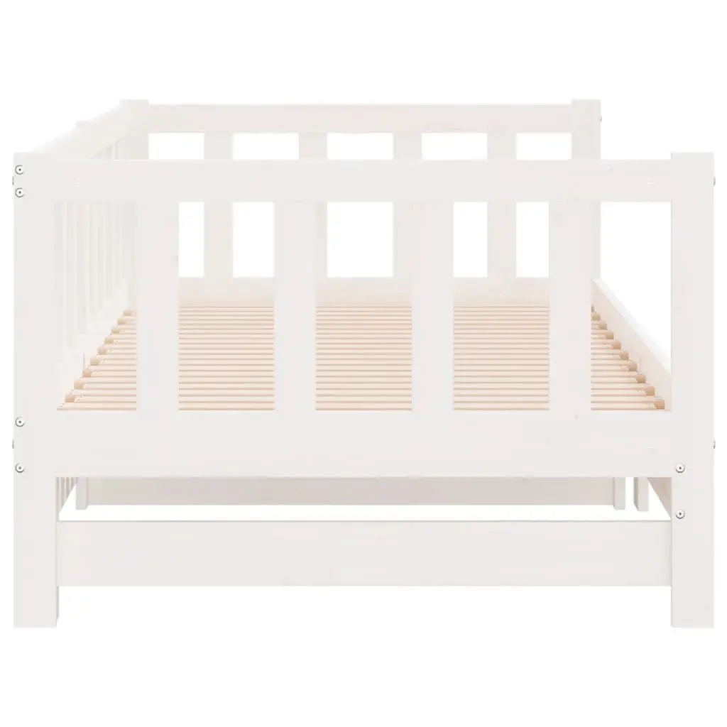 Day Bed with Trundle Solid Wood Slatted Base White 90x190 cm