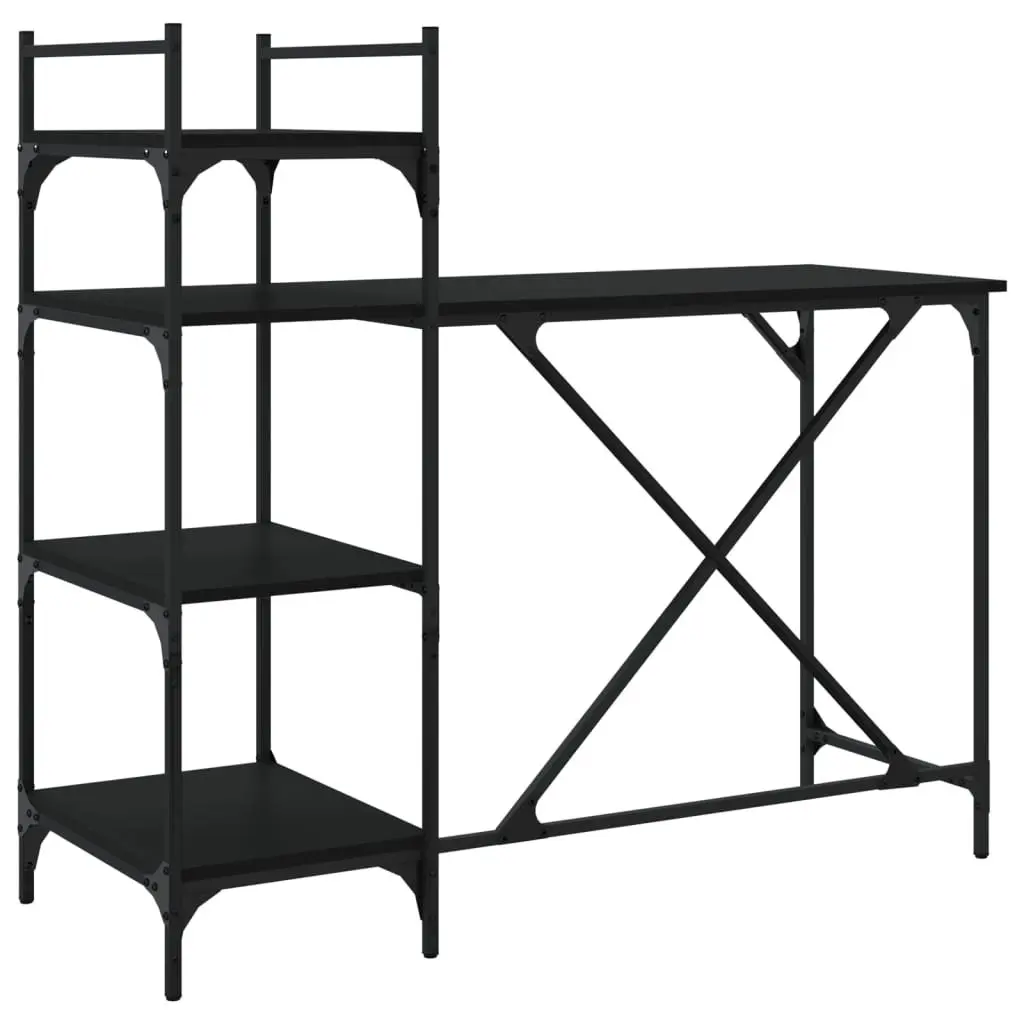 Computer Desk with Shelves Black 120 x 47 x 109 cm Office Workstation Storage Organiser