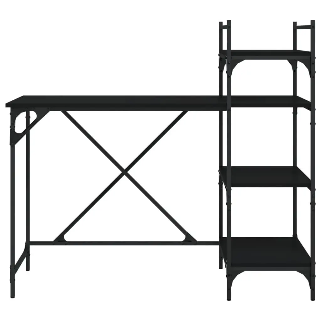 Computer Desk with Shelves Black 120 x 47 x 109 cm Office Workstation Storage Organiser