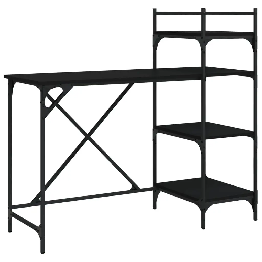 Computer Desk with Shelves Black 120 x 47 x 109 cm Office Workstation Storage Organiser