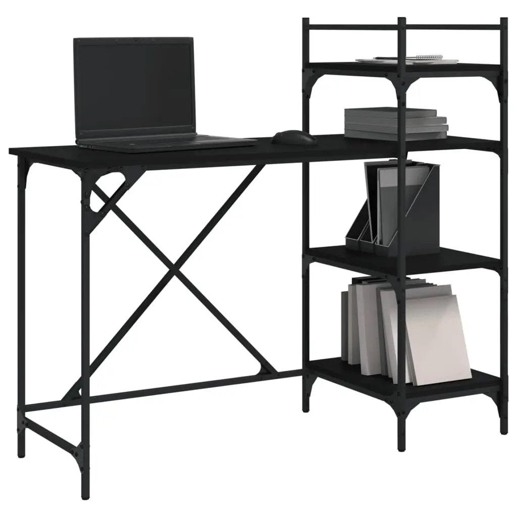 Computer Desk with Shelves Black 120 x 47 x 109 cm Office Workstation Storage Organiser