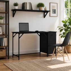 Computer Desk Black 131x48x75 cm Home Office Workspace with Storage