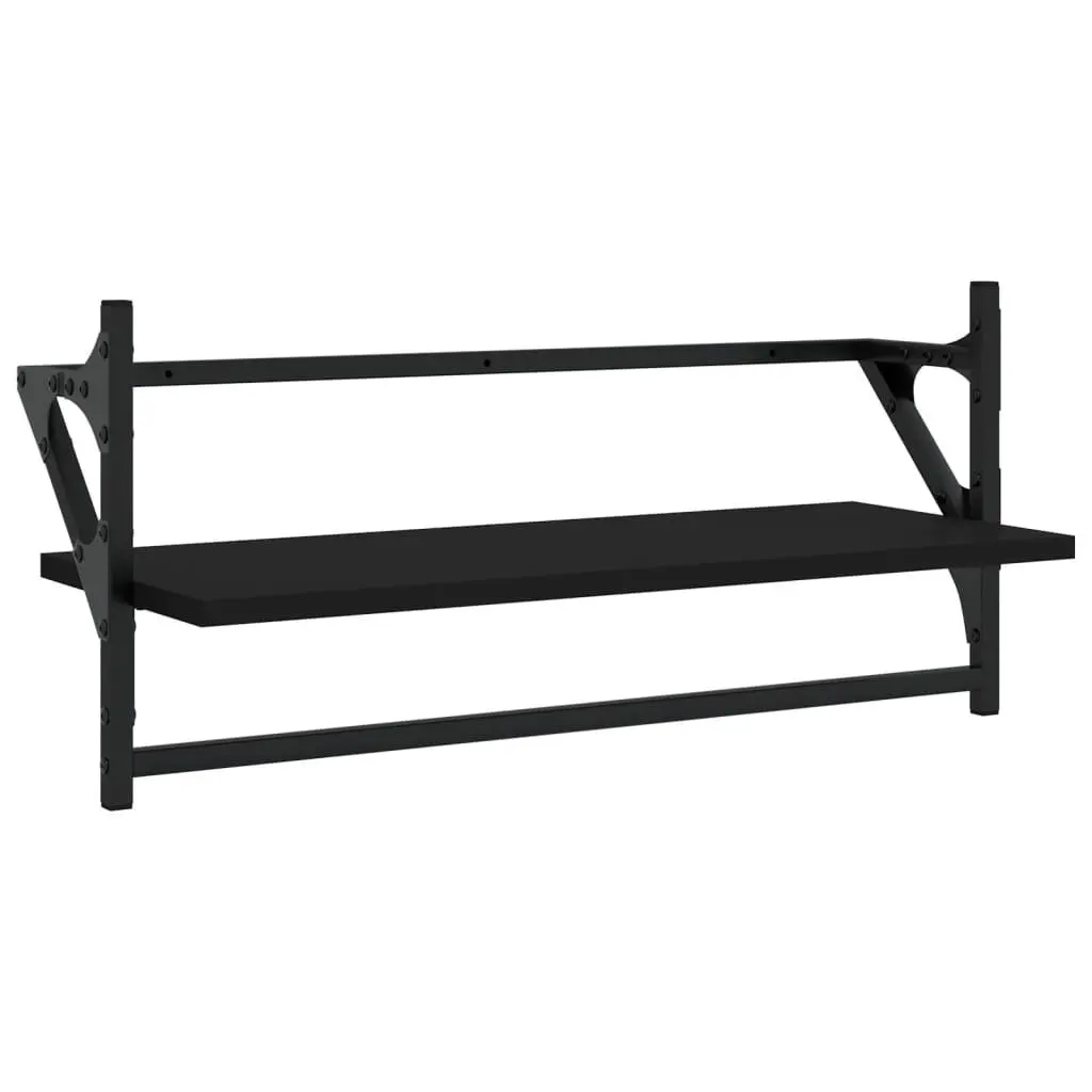Wall Shelf Set Floating Shelves with Bars Black 4 Piece