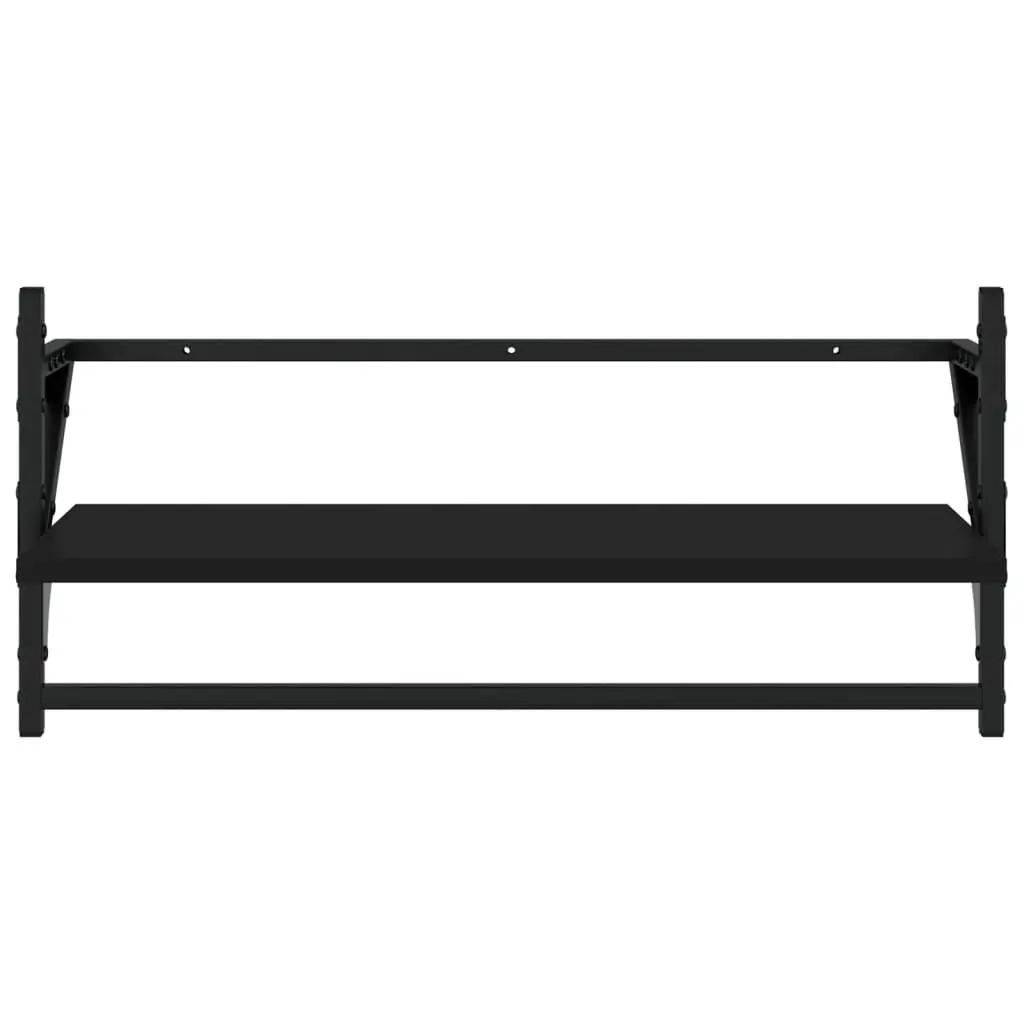 Wall Shelf Set Floating Shelves with Bars Black 4 Piece