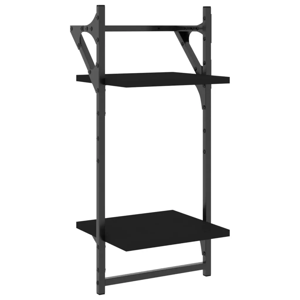 Wall Shelf Set Floating Shelves with Bars Black 4 Piece