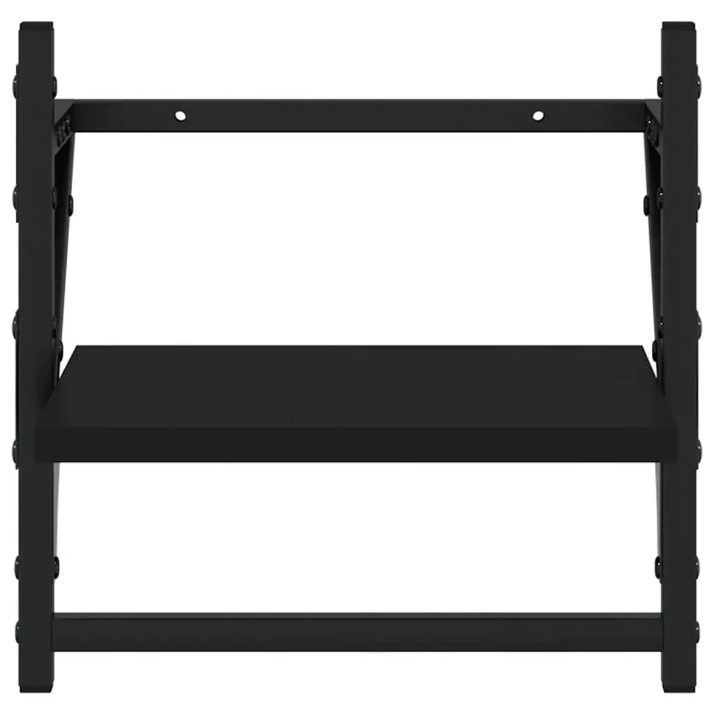 Wall Shelf Set Floating Shelves with Bars Black 4 Piece