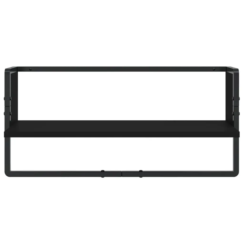 Wall Shelf Set Floating Display Shelves with Bars Black 4 Piece