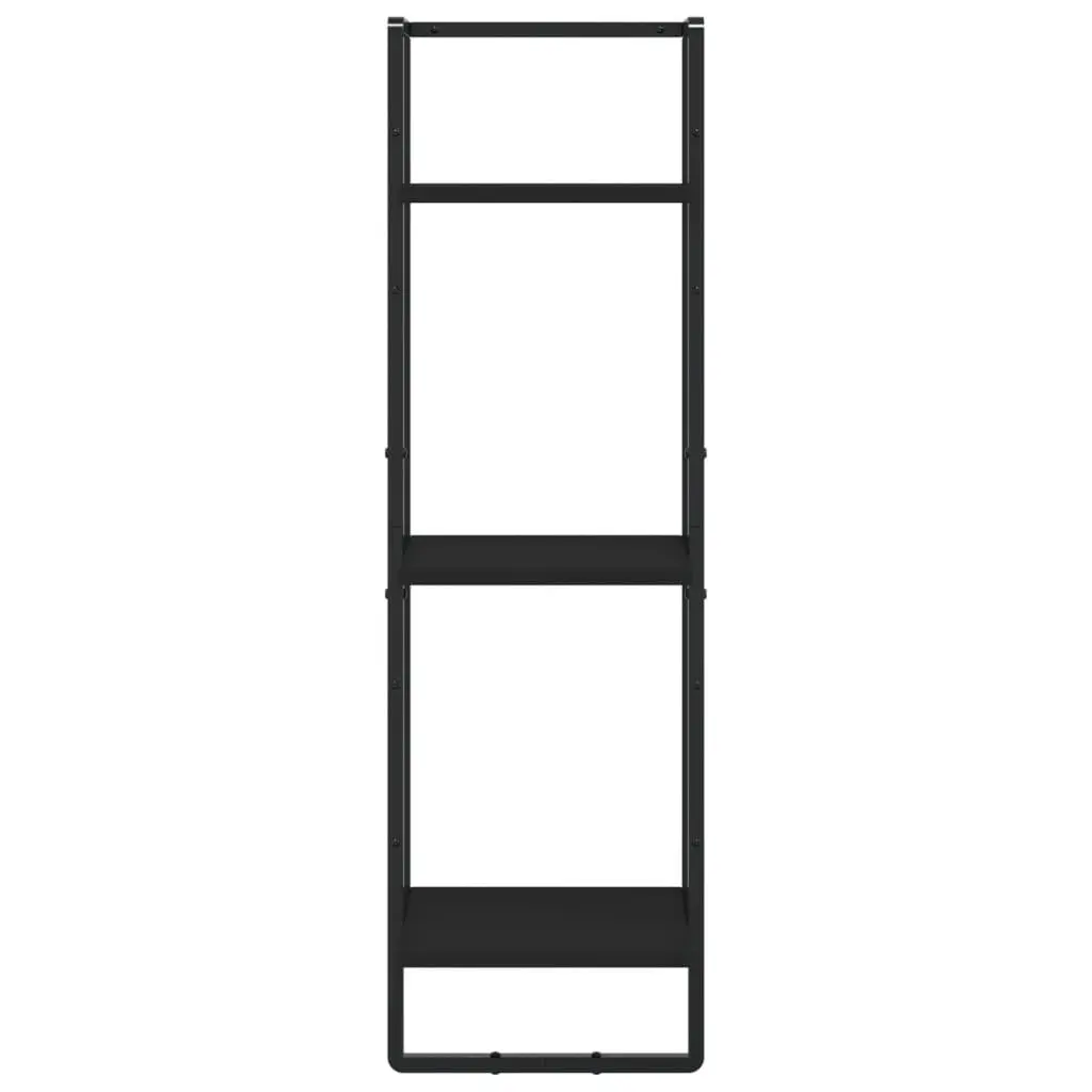 Wall Shelf Set 6 Piece Black Floating Display Shelves with Bars Storage