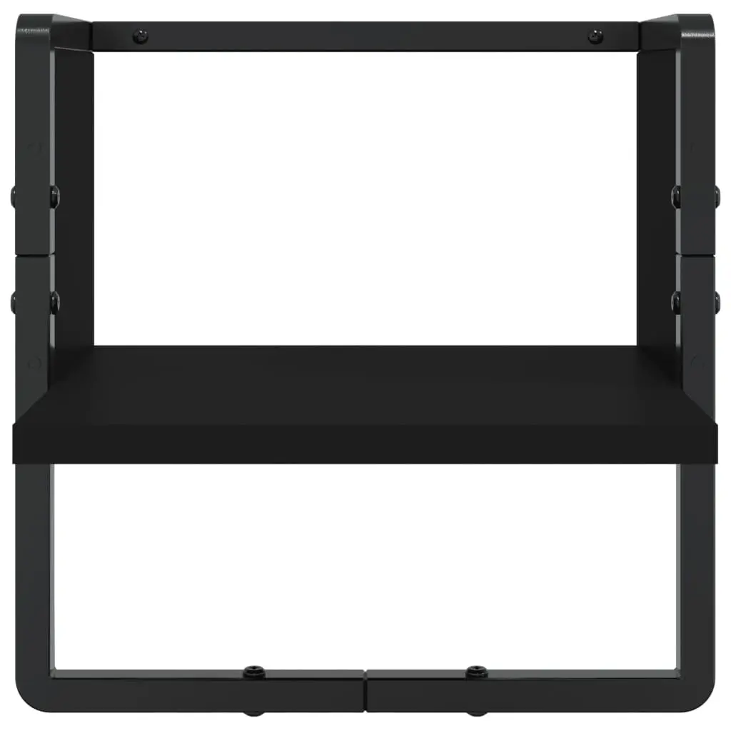 Wall Shelf Set 6 Piece Black Floating Display Shelves with Bars Storage