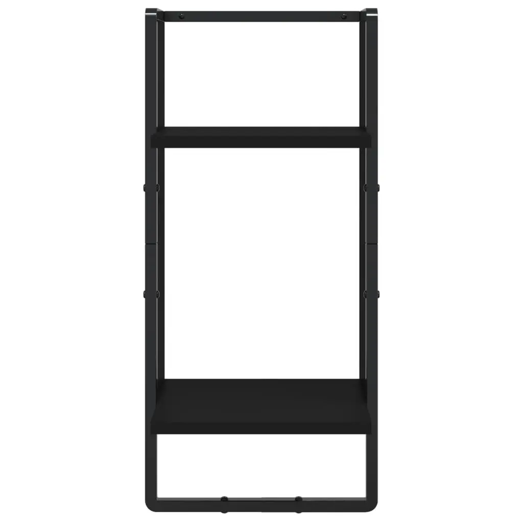 Wall Shelf Set 6 Piece Black Floating Display Shelves with Bars Storage