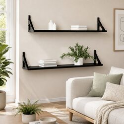 Chic Black Wall Shelves - 2 pcs for Your Home