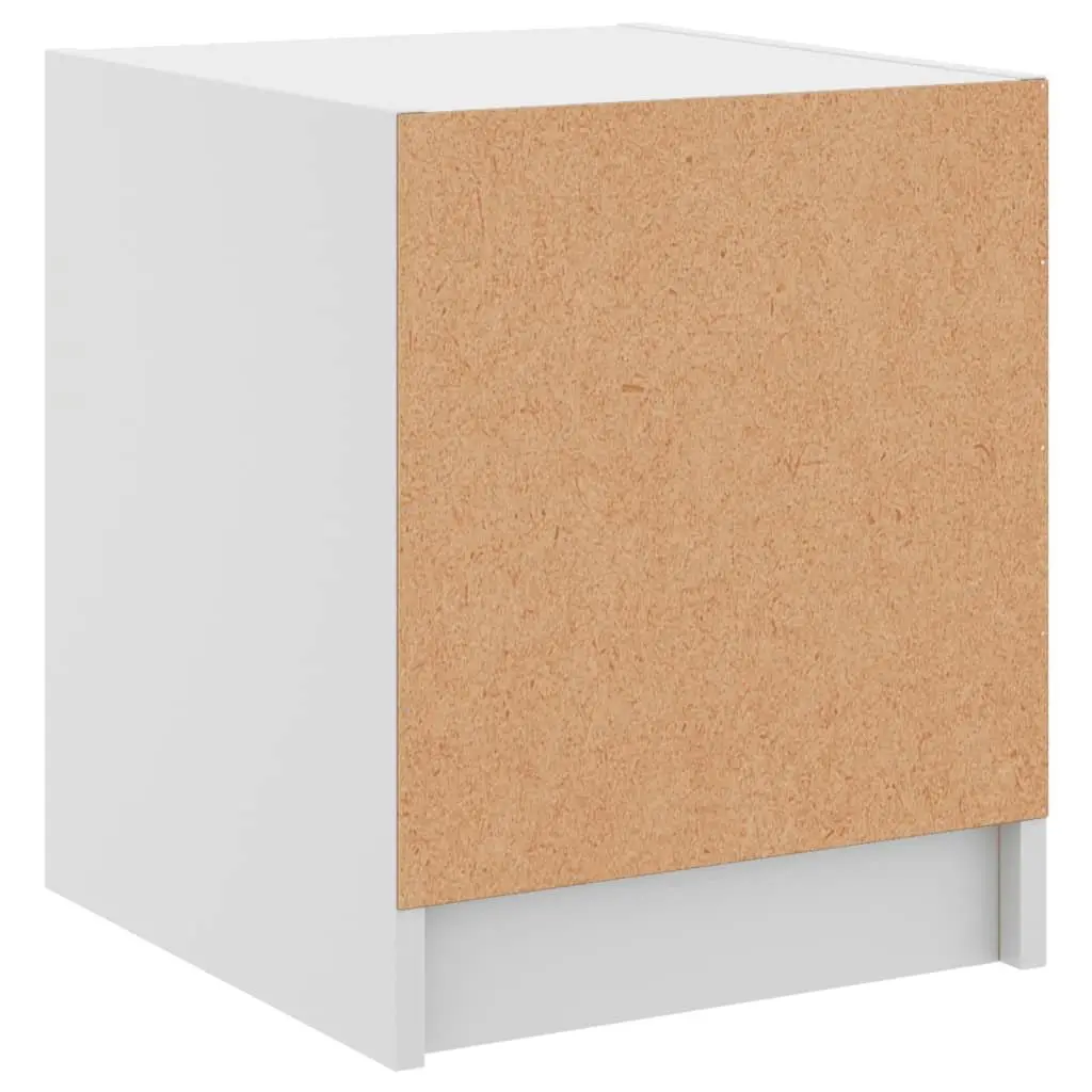 Bedside Cabinet White Glass Door Storage Nightstand 35W x 37D x 42H cm