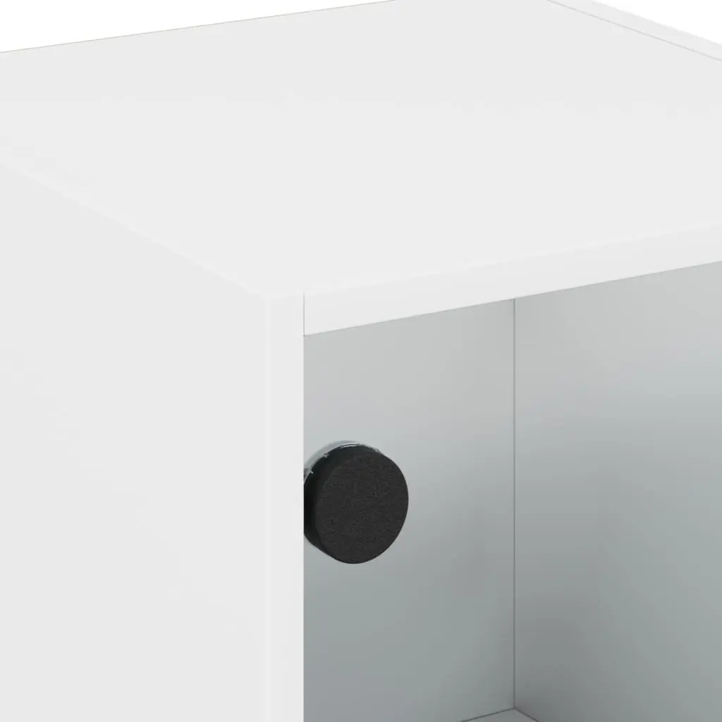 Bedside Cabinet White Glass Door Storage Nightstand 35W x 37D x 42H cm