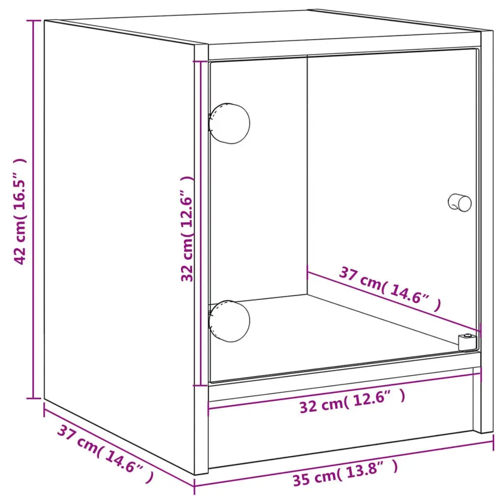 Bedside Cabinets with Glass Doors 2 pcs White Bedroom Storage Furniture
