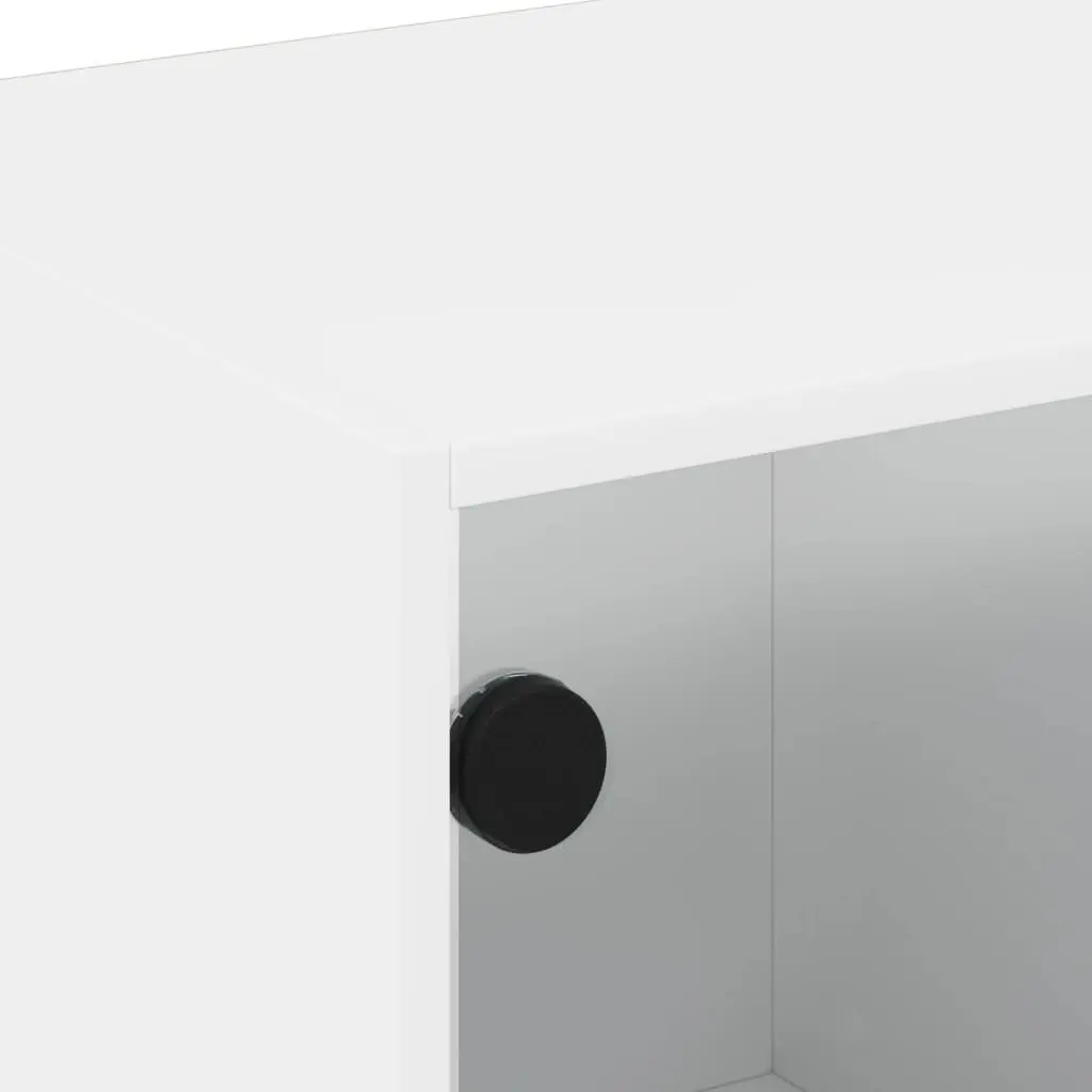 Coffee Table with Glass Doors Storage White 68x50x42cm