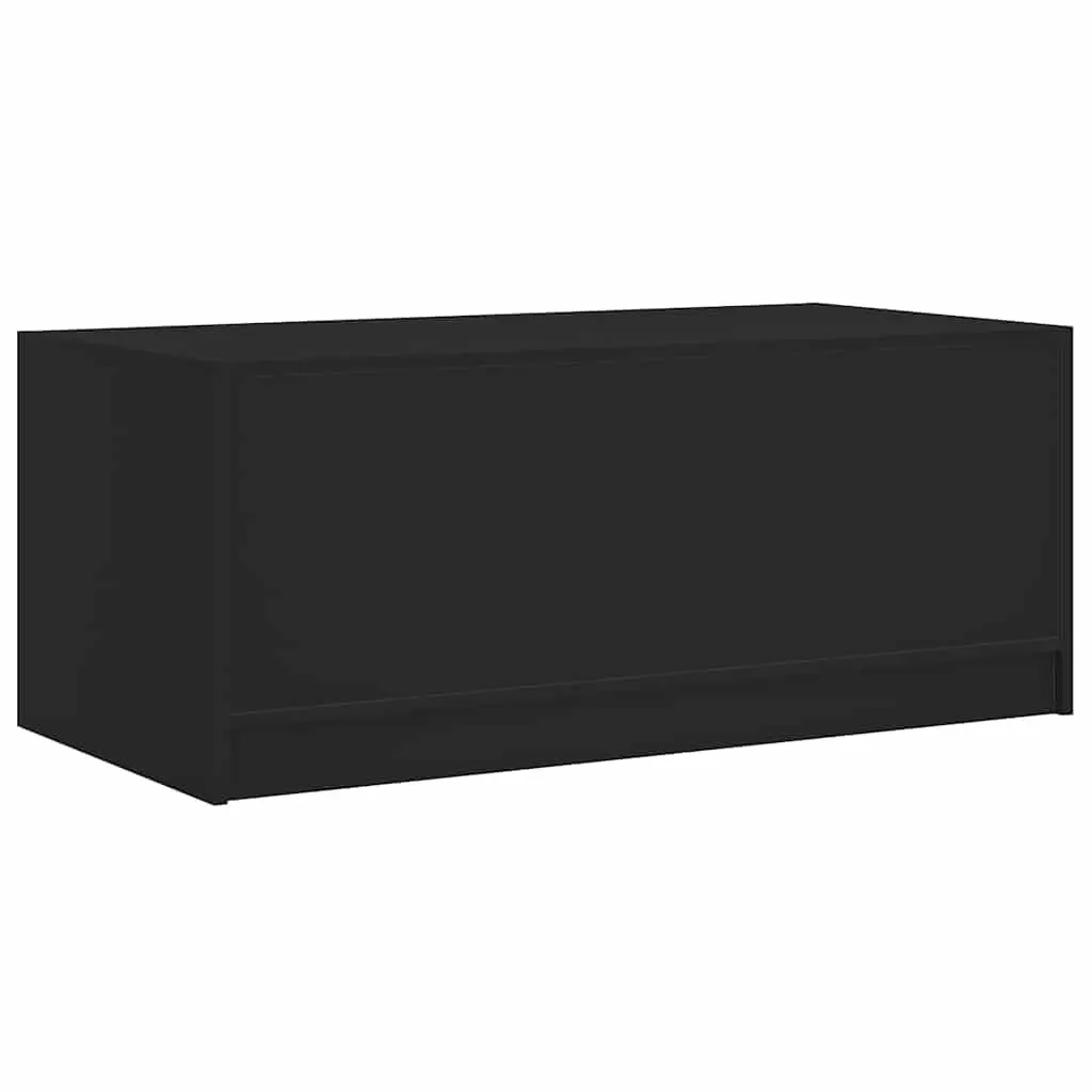 Black Coffee Table with Glass Doors Storage 102 x 50 x 42 cm