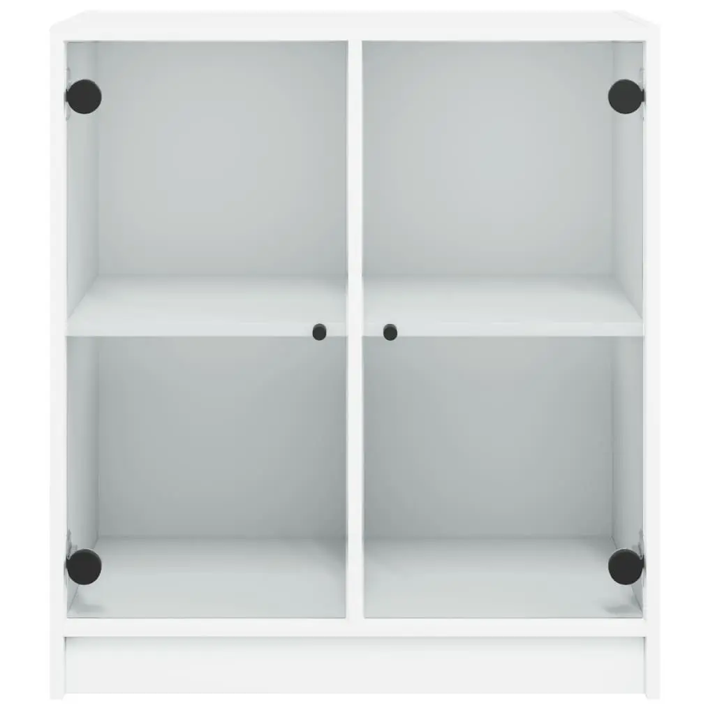 White Storage Cabinet with Glass Doors for Organised Display 68x37x75.5cm