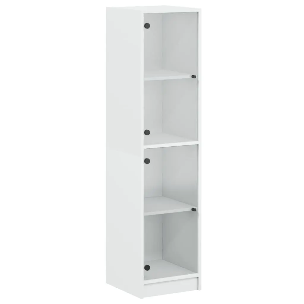 Highboard Storage Cabinet Glass Doors White Engineered Wood 35x37x142cm