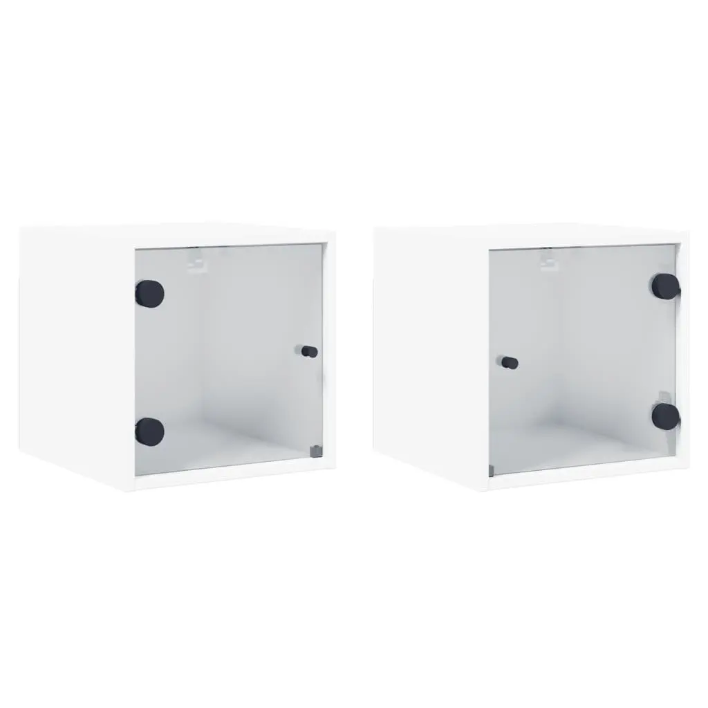 Bedside Cabinet Wall-Mounted Storage Organiser White 35x37x35cm 2 Piece