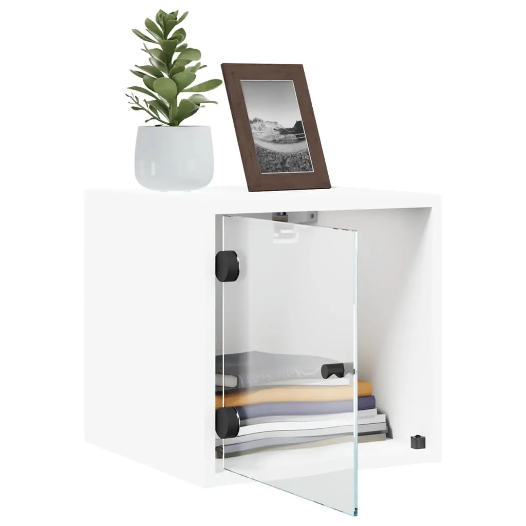 Bedside Cabinet Wall-Mounted Storage Organiser White 35x37x35cm 2 Piece