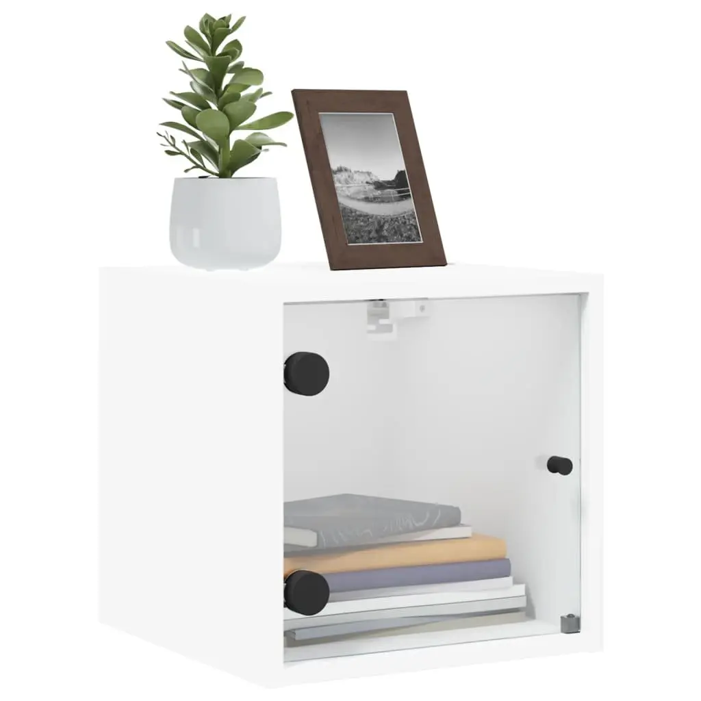 Bedside Cabinet Wall-Mounted Storage Organiser White 35x37x35cm 2 Piece