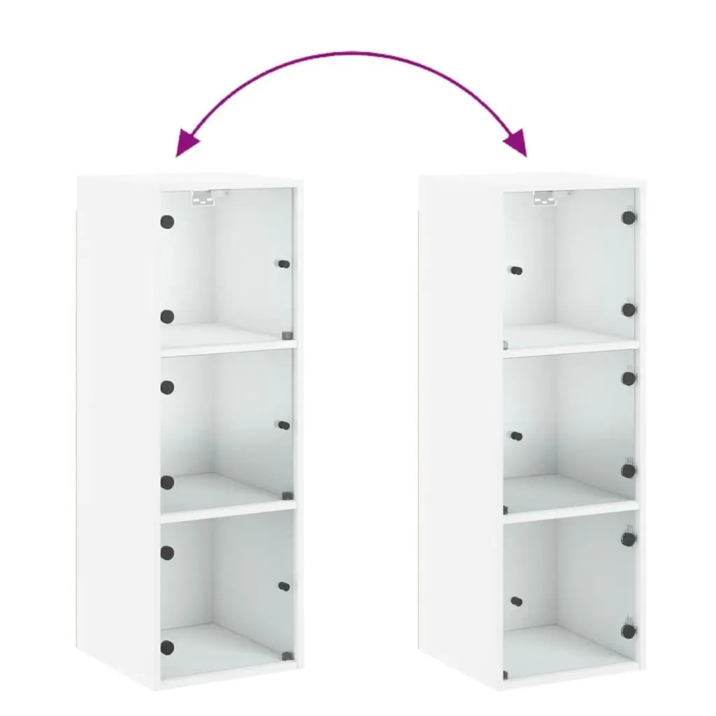 Wall Cabinet Glass Doors White 35x37x100cm