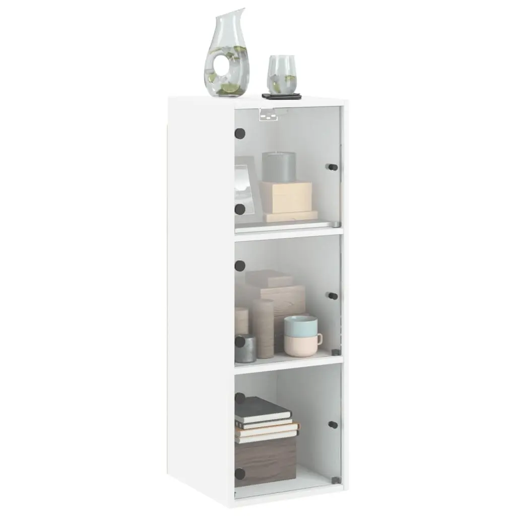 Wall Cabinet Glass Doors White 35x37x100cm