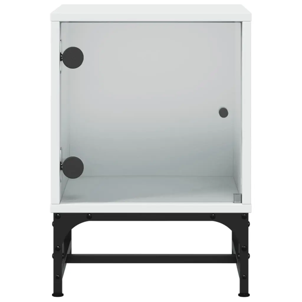 Bedside Tables Glass Doors White 35x37x50 cm Set of 2
